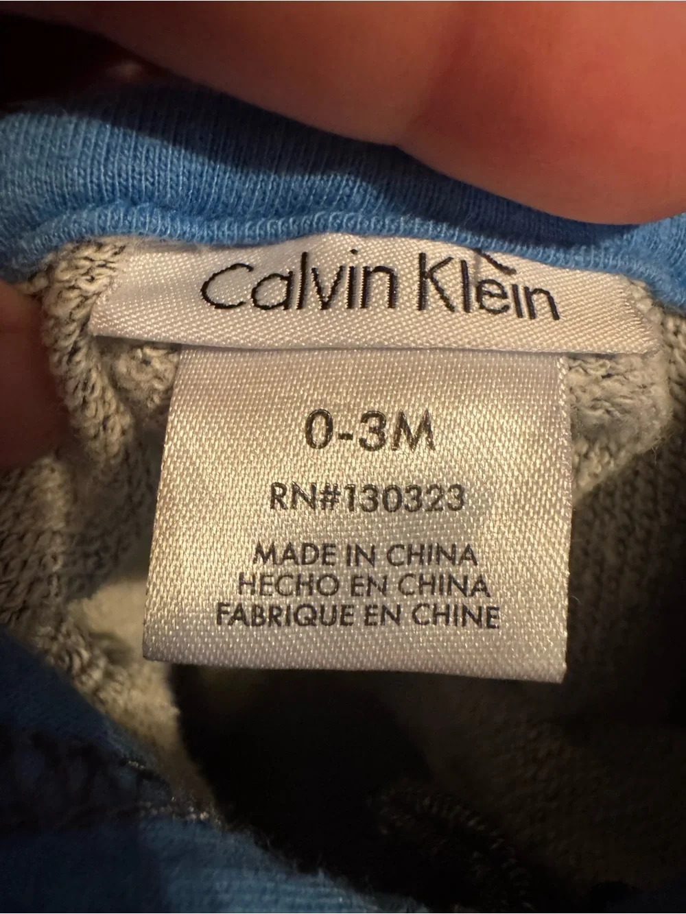 Calvin Klein Gray Hooded One-Piece with Blue Lining 0 3 Months C5